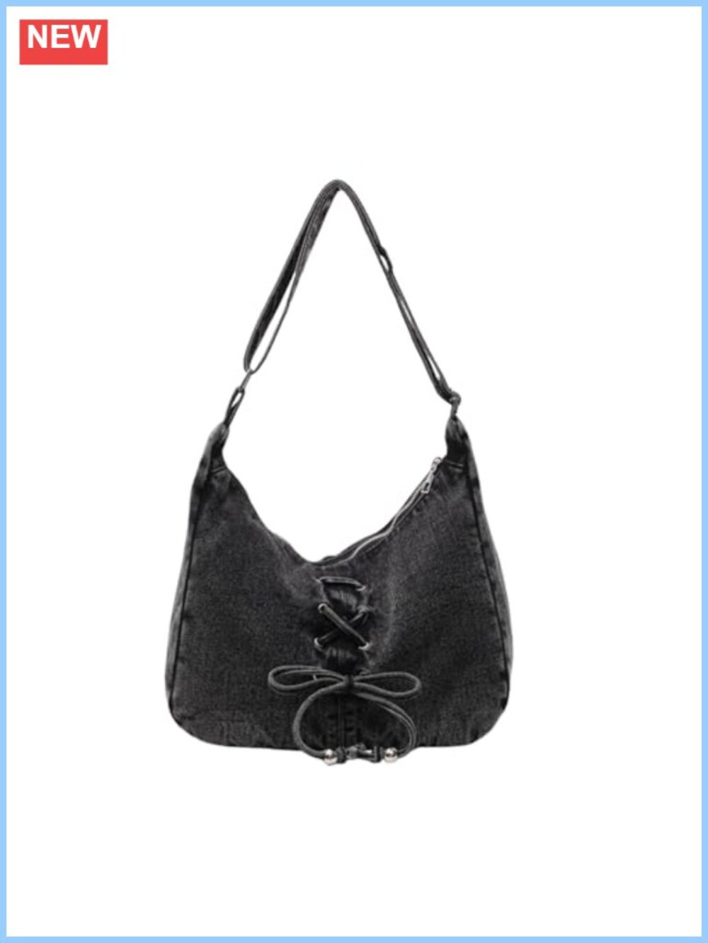 Denim Hobo Bag Crossbody Purse with Zipper Y2k Jean Handbag
